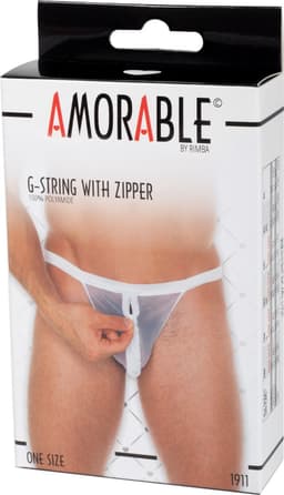 Amorable - Transparante Witte Herenstring Met Rits - One Size — thumbnail 2