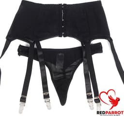 Hoge Taille Slip Met Jarretels - 6 Clips - Afslankend - Polyester - Zwart — thumbnail 2