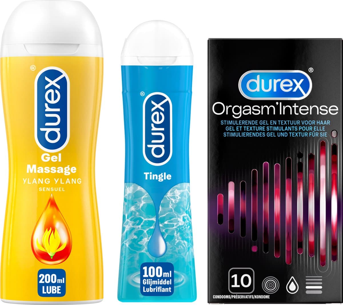 Durex - Play Massage 2/1 Sensitive 200ML - Play Tingle Glijmiddel 100ML - Condooms Orgasm Intense Stimulerende Gel 10st — afbeelding 1