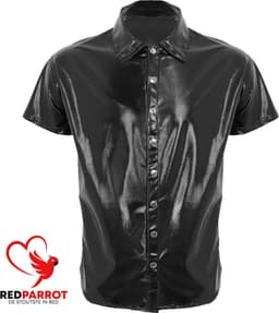 PU Lederen Overhemd - Heren - Blouse - Knoopjes - Erotisch Shirt - Zwart — thumbnail 2