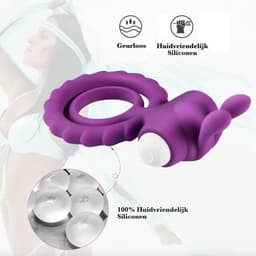 Quick Relief Duo Rabbit Vibrator™ - Cockring - Cock Ring Vibrerend - Penis Ring - Sex Toys voor Mannen en Vrouwen - Verstelbaar - Siliconen — thumbnail 4