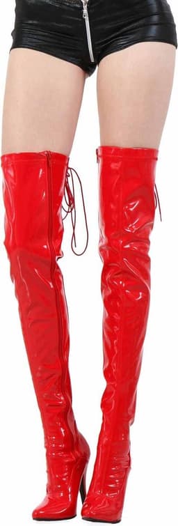 Soisbelle Grote Maten Kunstleren strakke Laklaarzen 89526 Rood Maat 42 — thumbnail 5