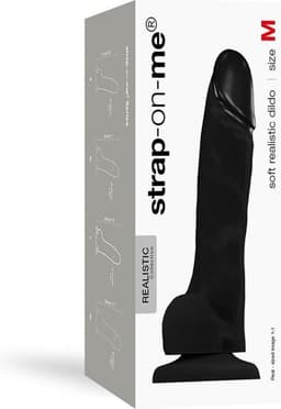Strap-On-Me - Soft Realistic - Dildo met Zuignap - Zwart - Maat M — thumbnail 5
