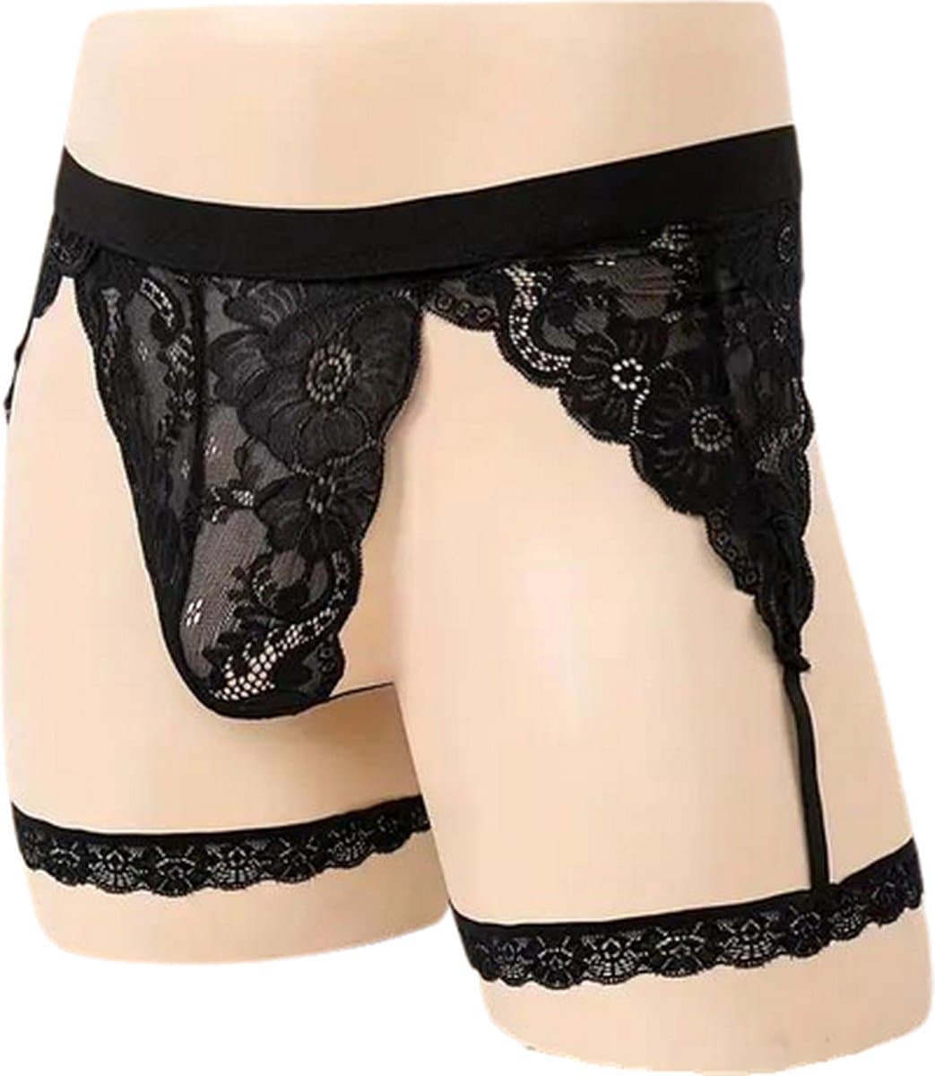 LekkerStout Heren Jarretel Ondergoed - Zwart - Sexy Herenondergoed | M-XL | ( LS162 ) — afbeelding 1