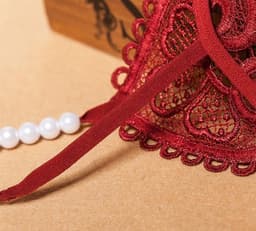 Erotische String Met Parels I Sexy Slip/ Slipje I Harten Sexy String I Erotisch Ondergoed I One Size I Rood — thumbnail 4