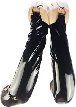 BNDGx® - 100% LATEX Handschoenen - Maat S/M - Lang Zwart BDSM SM sexy glans handschoen vingerloos BDSM Rubber Fetish SM rollenspel kleding — thumbnail 1