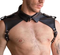Borst en schouder bondage harnas PRO - Sexy Leder Nek Bondage - Heren Lingerie - Top - Leer - Gay - One Size — thumbnail 1