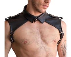 Borst en schouder bondage harnas PRO - Sexy Leder Nek Bondage - Heren Lingerie - Top - Leer - Gay - One Size