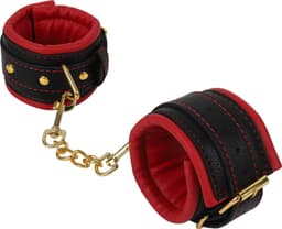 Banoch | Handcuff gold | rode Handboeien leer met goud  | bondage — thumbnail 3