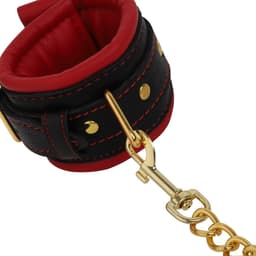 Banoch | Handcuff gold | rode Handboeien leer met goud  | bondage — thumbnail 5