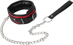 Banoch - Collar & leash Silver - Halsband en Riem - Zwart / Rood met zilver — thumbnail 12