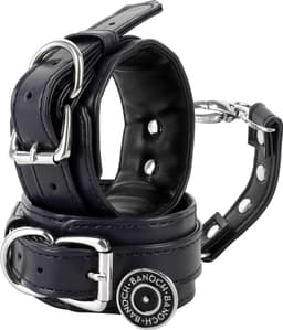 Banoch | handboeien van pu leer | blauw - zwart / zilver | bondage — thumbnail 1