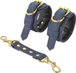 Banoch | enkelboeien van pu leer | velvet blauw / goud | bondage — thumbnail 8