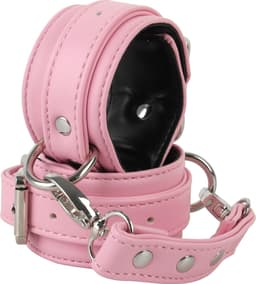 Banoch | verstelbare bondage handboeien van pu leer | roze / zwart | bdsm — thumbnail 5
