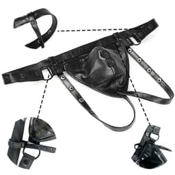LekkerStout PU Lederen Jockstrap - Verstelbaar - Zwart - Sexy Herenlingerie - | S-L | ( LS095 ) — thumbnail 3