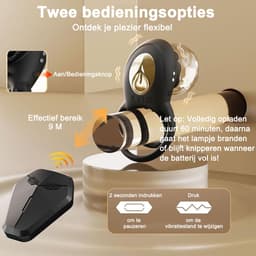 DOWO® - Vibrerende Cockring - met Afstandsbediening - met Roos Clitoris Stimulator - Cockring - Penisring - Cockring Vibrerend - 8 Vibratiestanden - 2 in 1 - Cock Ring Siliconen - Sex toys - Seksspeeltje voor Mannen & Vrouwen - Zwart — thumbnail 6