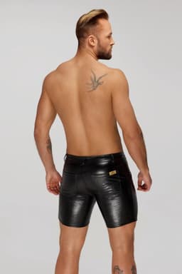 Noir Handmade - Mid-length snake wetlook with back pockets Korte broek - XL - Zwart — thumbnail 4