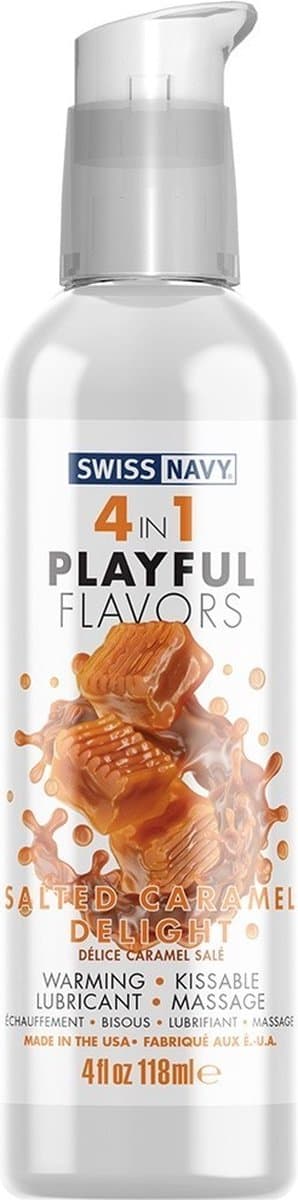 Swiss Navy - 4 in 1 Playful Flavors - Likbaar en Verwarmend Glijmiddel en Massage - Salted Caramel Delight — afbeelding 1