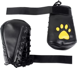 Banoch - Perrito Mittones - dog paws mittens bondage - PU Leer - geel voetje - puppy play — thumbnail 4