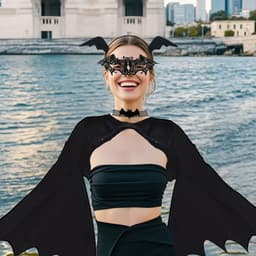 Allecto - Bat Costume - Carnavalsoutfit - Sexy en Elegant - Zwart - Vleermuis Kostuum - Perfect voor Halloween - 4-delige Set — thumbnail 3