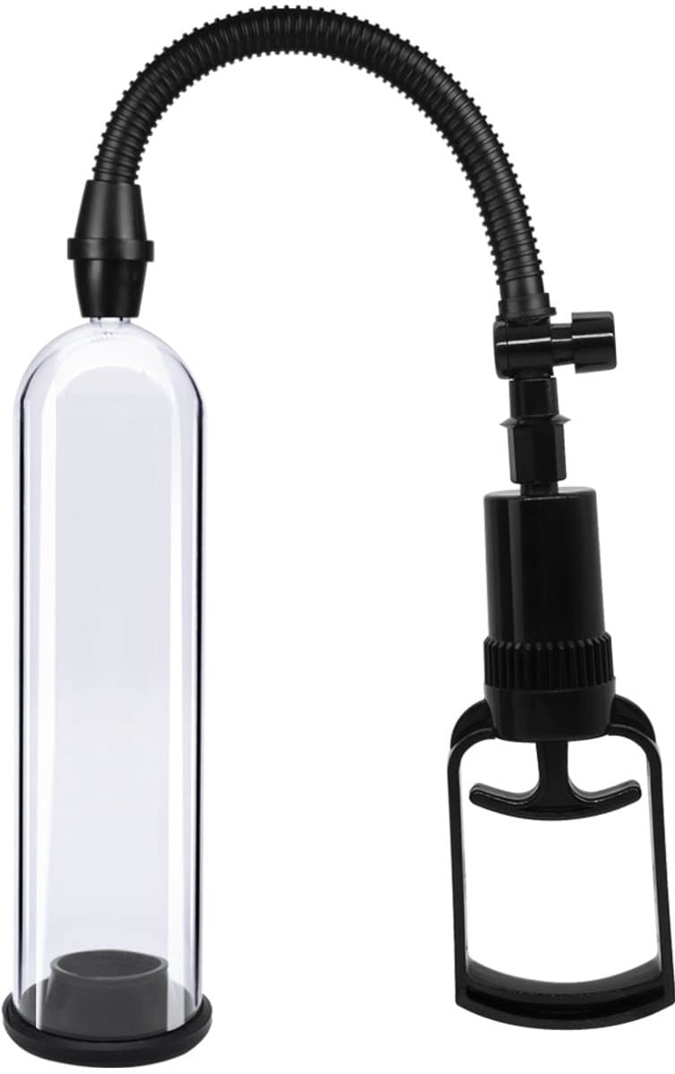 Essentials - Handmatige Penis Pomp met Sleeves - 21 cm - Transparant/Zwart — afbeelding 1