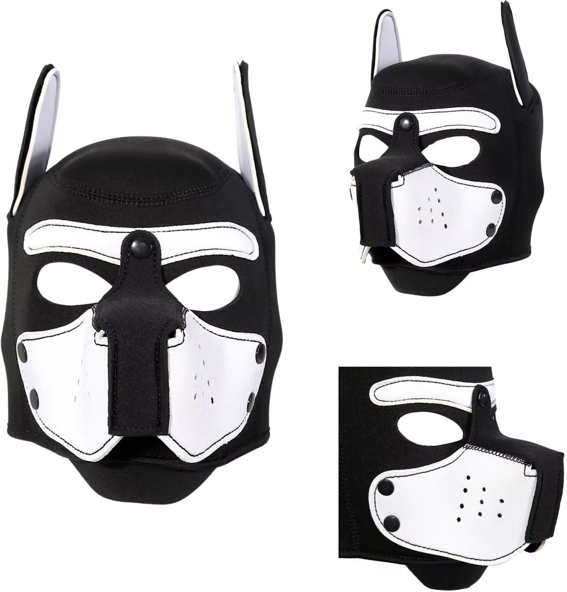 Honden Masker - Zwart & Wit - Puppy Play - BDSM Roleplay & Cosplay - Unisex - Sex Speeltjes Toys - Erotiek - Bondage Masker - OneSize — afbeelding 1