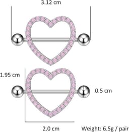 Hartvormige barbell - Hypoallergene piercing voor vrouwen - Sieraden van roestvrij staal - Tepelringen — thumbnail 2