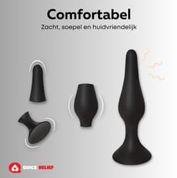 Quick Relief Silicon Plugs™ - Buttplugs - Fluweelzachte Siliconen Set van 4 Buttplugs - Anale Plug - Sex Toys - Buttplug - Mannen & Vrouwen - Siliconen - Zwart — thumbnail 9