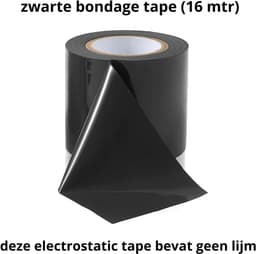 Zwarte Bondage Tape (16m) – Lijmvrije Elektrostatische PVC BDSM Tape voor vastbinden — thumbnail 4
