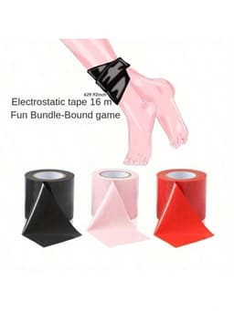 BDSM - Bondage Tape / Touw Zwart – SM Accessoire - 15 Meter – No Stick Statische Tape – Huidvriendelijk & Veilig voor Volwassenen — thumbnail 7