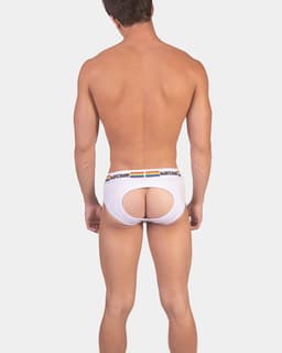 Barcode Berlin Multipack 1x Backless Brief Pride White + 1x Pride Harness White - MAAT S - Erotisch Heren Ondergoed - Slip voor Man - Sexy mannen Slip — thumbnail 4