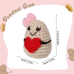 Dailygoods- Aardappelpop 7,5cm - Grappige Aardappel - Positieve Bevestigingskaart - Creatief Cadeauspeelgoed - Feestdecoratie - Premium Wolgaren - Knuffelpop — thumbnail 3