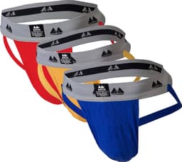 MM Sports Original Edition Swimmer/Jogger Jockstrap 2 inch Multipack 1x Red + 1x Yellow + 1x Blue - MAAT M - Heren Ondergoed - Jockstrap voor Man - Mannen Jock — thumbnail 1
