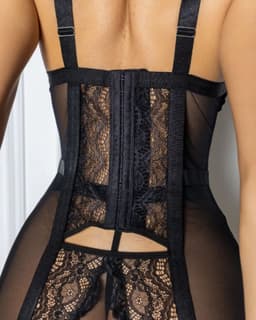 Luxe Lingerieset Dames – Sexy Lingerie – Erotische Lingerie Set – Corset Lingerie met Jarretels – Zwart Kant – Beugel BH – High Waist Lingerie – Boudoir Set – Chique – High End – Madam Hommard – Exclusief – Cadeau Set – Dare to Undress – XS, S, M, L — thumbnail 7
