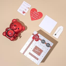 Romantische Beer - Pluche Bloem - Speciale Gelegenheid - Verborgen Juwelendoos - 10x12x16 cm - Rood — thumbnail 2