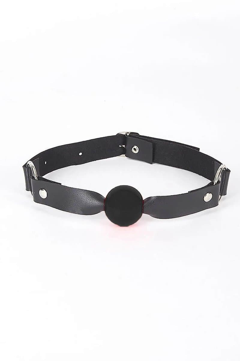 Mondknevel Bal Zwart - Ball Gag BDSM Accessoire - Verstelbare Mondbal Zwart Leer - Bondage Knevel - One Size - Fetish Accessoire - La Nuita — afbeelding 1