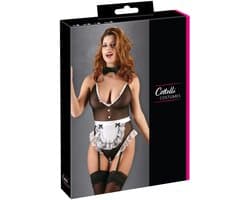 Cottelli Collection – Sexy Huishoudster Body Licht Transparant met Open Kruis voor de Grondige Schoonmaak – Maat M – Zwart