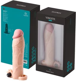 Vibrerende Penis Sleeve die echt aanvoelt - 19 cm - beige — thumbnail 2