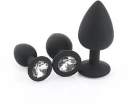 SINYX Luxe Buttplug Set met Diamantjes - Siliconen - Buttplugs - Buttplug Set - Anal Plug - Sex Toys voor Vrouwen en Mannen - Seksspeeltjes - Butt Plug - Butplug - Zwart — thumbnail 2