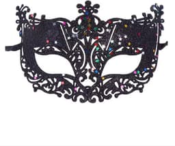 Masker - Venetiaans masker - Oogmasker - Gemaskerd bal - Verkleedmasker feest - Zwart met glitter - Jonyx — thumbnail 8