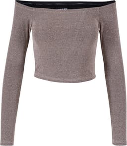 Dames Off Shoulder Glitter Longsleeve Shirt Bordeauxrood — thumbnail 3