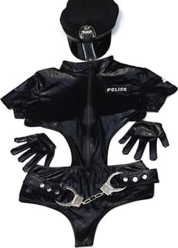 Politie Agente Rollenspel kostuum - Politiepet - Handboeien - Bodysuit - Handschoenen - Schoenen - 5 delig - Police - Pet - Rollenspel - Seks — thumbnail 3
