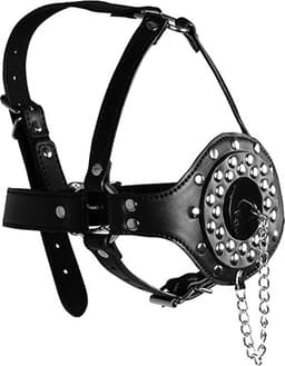 Open Mouth Gag Head Harness with Plug Stopper - Black — thumbnail 8