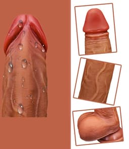 Livano Realistische Squirting Dildo - Levensechte Spuitende Dildo - Cum Load - Voor Mannen & Vrouwen - Bewegende Dildo - Ejaculerende - Anaal - Bruin — thumbnail 2