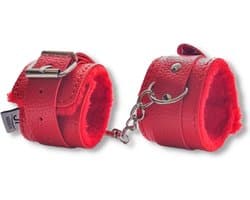 JT Products Bondage Handboeien Rood Erotiek Set voor BDSM - Seksspeeltjes Set Voor Koppel - Lederen Handboeien & Metalen Ketting - Sex Toys Kado - Seks Cadeau Hem & Haar - Kinky Cadeautjes Volwassenen - Erotisch Verjaardag Cadeautje Mannen & Vrouw