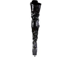 Pleaser - DELIGHT3028 Plateau Overknee Laarzen - Paaldans schoenen - 45 Shoes - Zwart — thumbnail 4