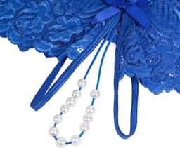 Zeloria Amora Open Kruis Slip Dames – Kanten Hipster met Parel­detail – Sexy Lingerie – Blauw – XXL — thumbnail 5