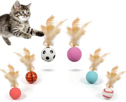 6 stuks springende kattenbal met veer, interactieve wiebal — thumbnail 1