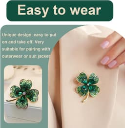 Broches & reversspeldjes voor dames, een met diamanten bezette broche in de vorm van een klavertje vier en een damesbroche die perfect is als cadeau voor je vriendin — thumbnail 4