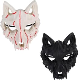 Zwart horror dierenmasker, eng wolf demon schedel masker voor mannen en vrouwen, Halloween cosplay feestaccessoire, griezelig beestengezicht kostuumaccessoire voor spookhuis en rollenspel (zwart) — thumbnail 3
